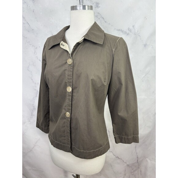 Rozae Nichols 90s Button up shirt top blouse  Artsy Boho sz 4 S USA Taupe Tom - Picture 9 of 16